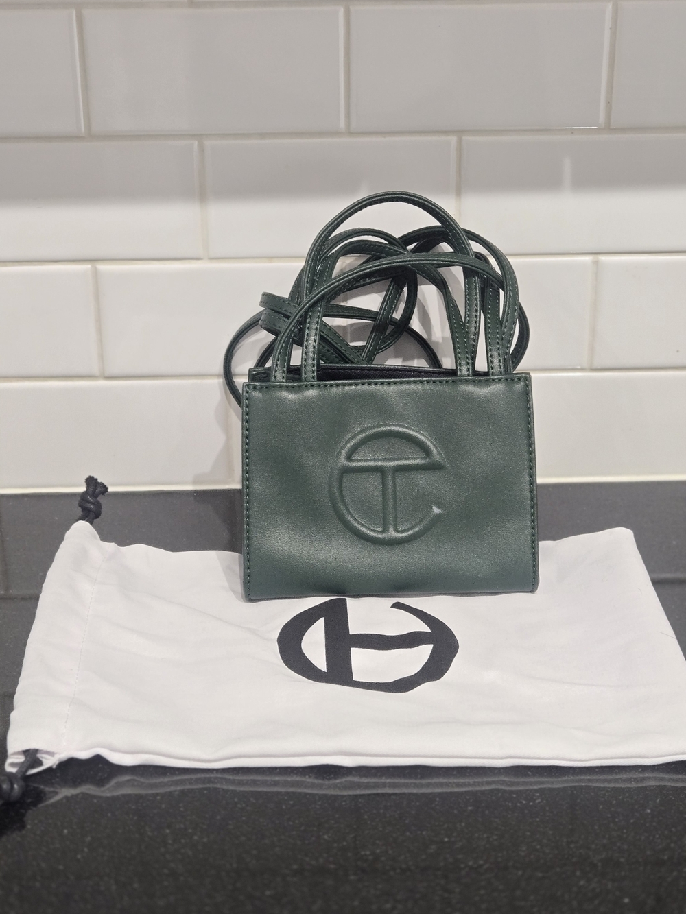 Telfar Mini Shopping Bag in Deep Green Leather